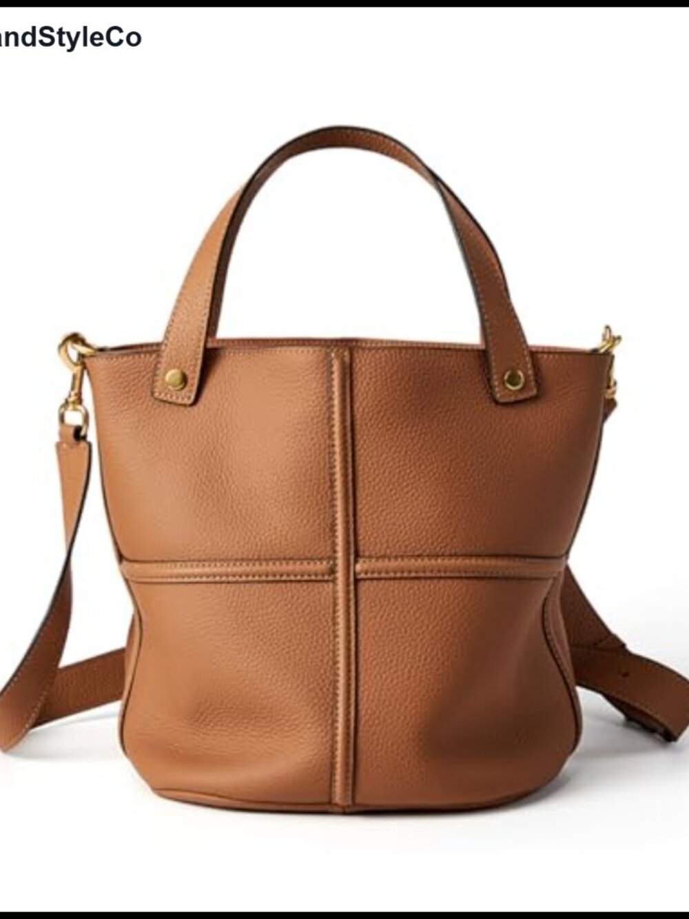Leather Bucket Crossbody Bag Adjustable Strap Handbag Women